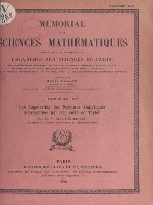 cover image of Les singularités des fonctions analytiques représentées par une série de Taylor